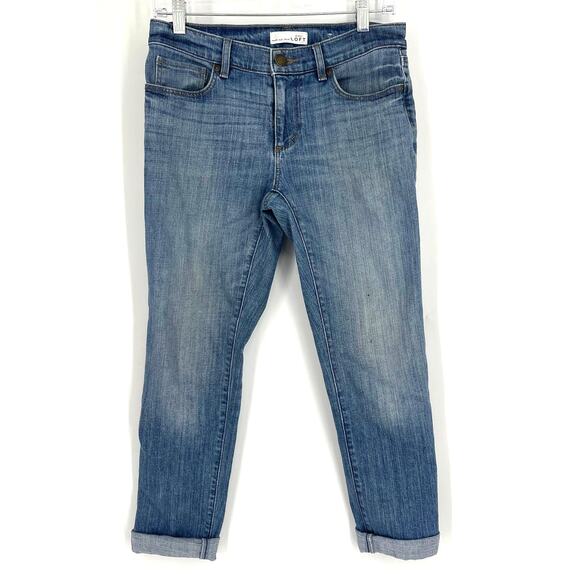 Ann Taylor LOFT Relaxed Skinny Crop Blue Jeans Size 26P - Picture 1 of 6